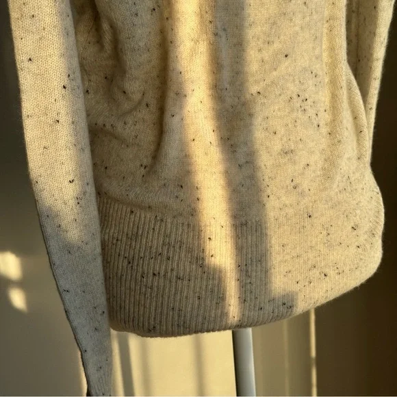 Ann Taylor Cashmere Shawl Collar Wrap Sweater Speckled Cream Small - Picture 8 of 12